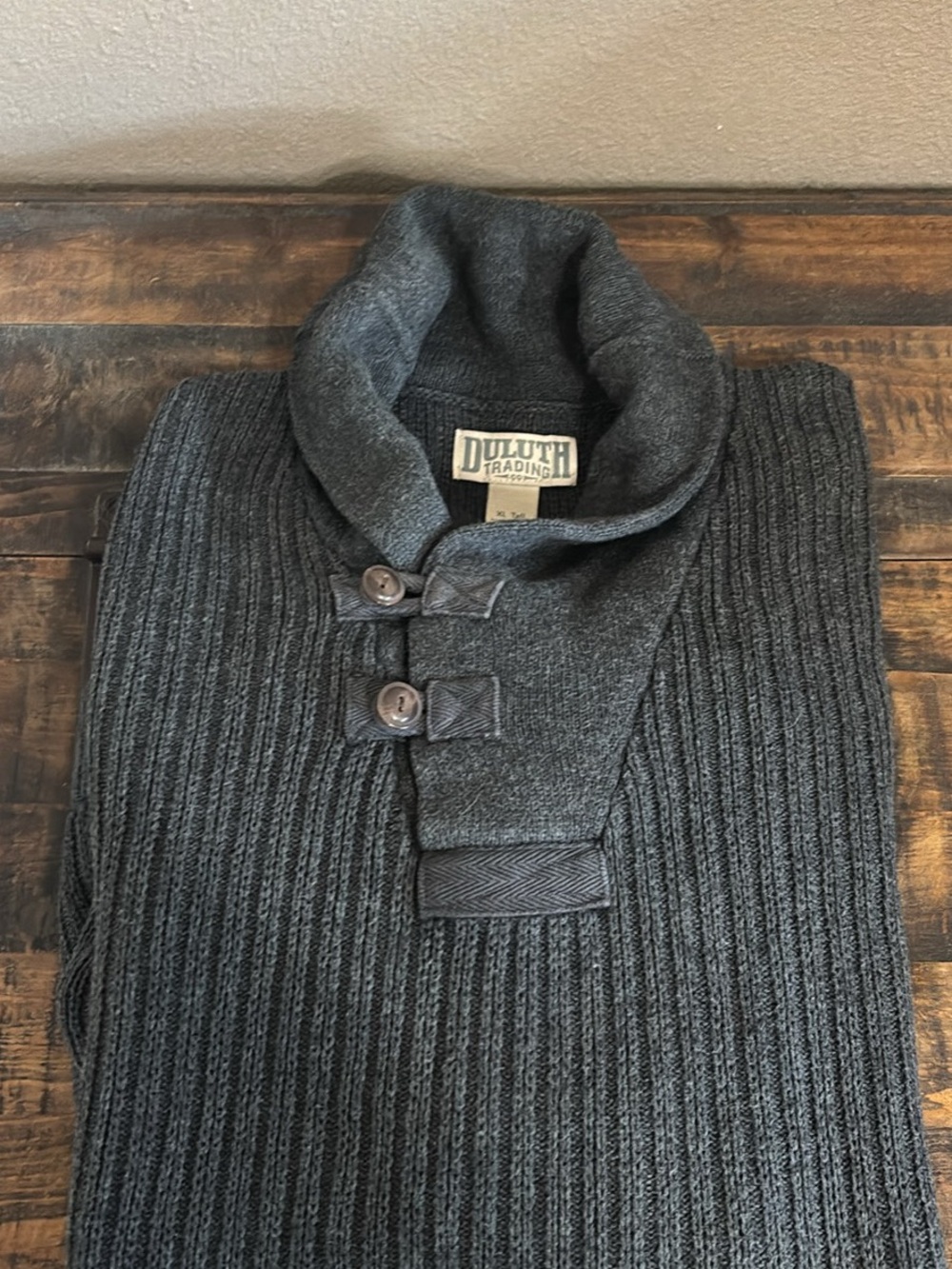 Duluth Trading Co Charcoal Ribbed Turtleneck Pullover